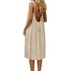 Casual Backless Cami Dress for Women Summer Sleeveless Beach Sundress Spaghetti Strap Loose Flowy Dress with Back Tie