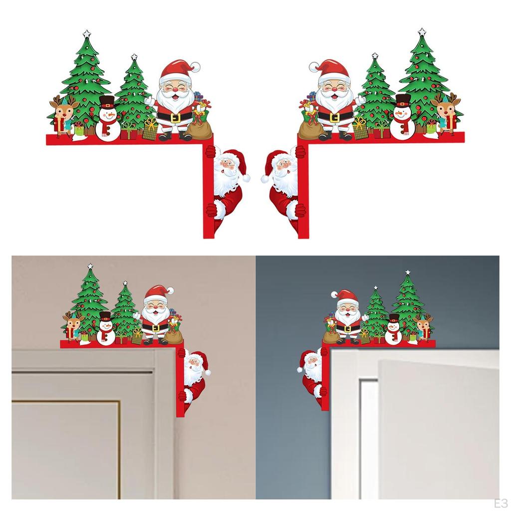 Vánoční dekorace rohu dveří Rám Sváteční dekorace Nástěnná Sněhulák Dřevěná ozdoba pro