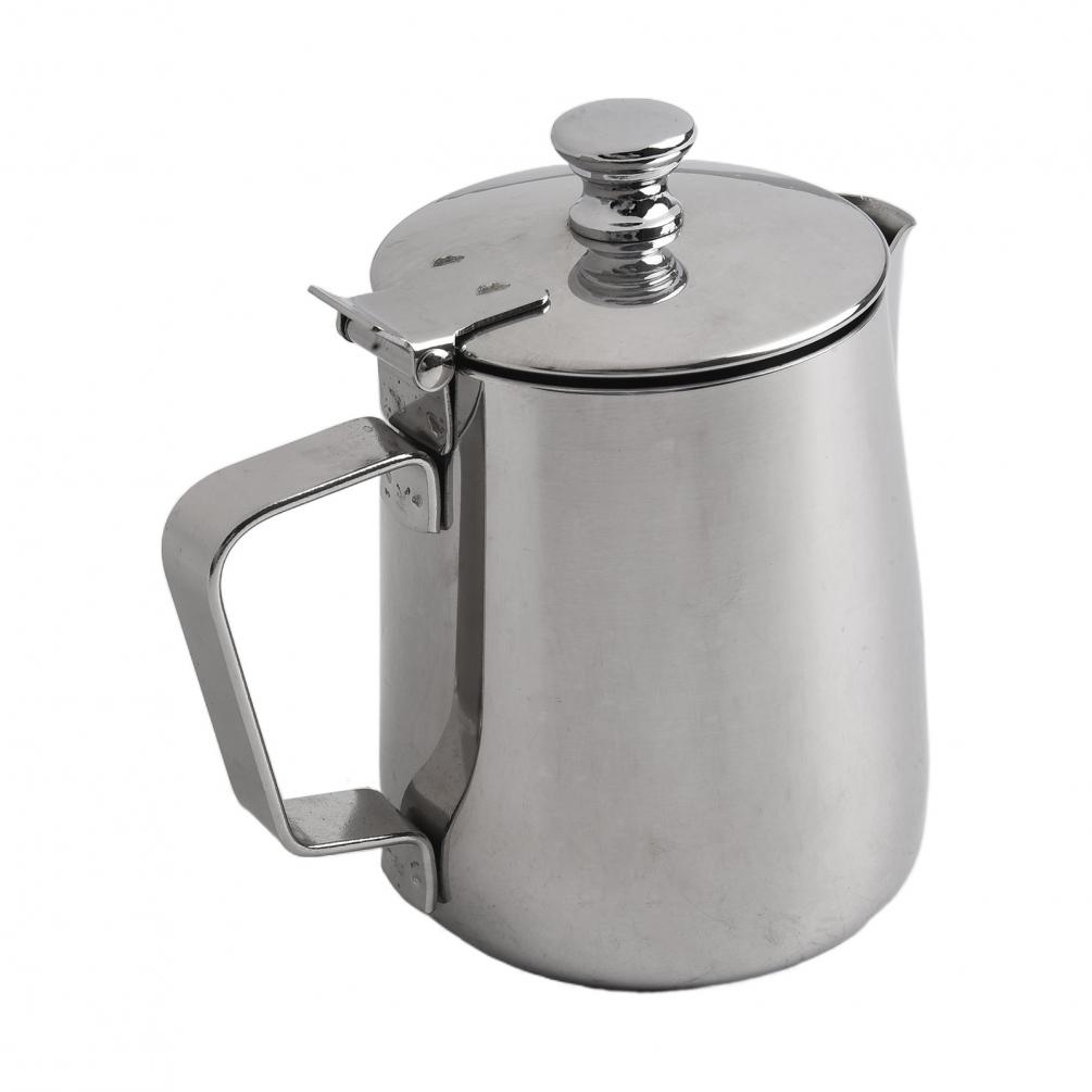 Thick and Comfortable Handle Stainless Steel Milk Frothing Pitcher with Lid