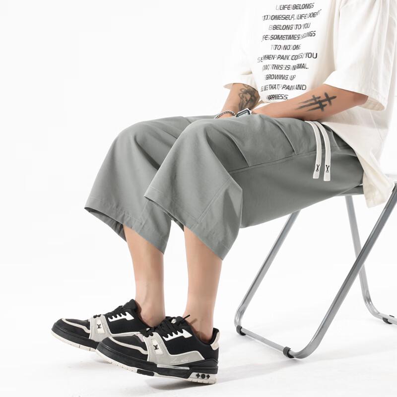 Men's Loose Fit Ice Silk Capris Beach Shorts