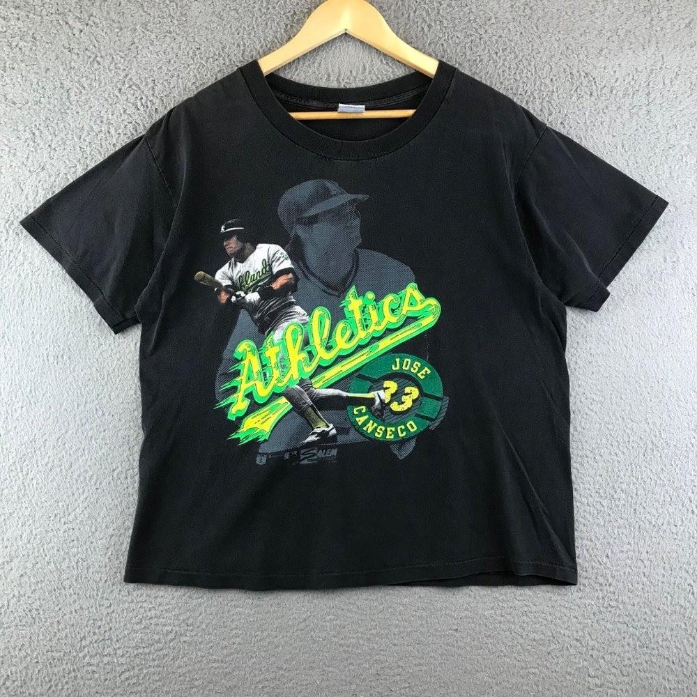 Vintage Jose Canseco Shirt Black Oakland Athletics Baseball Salem Sportswear L L