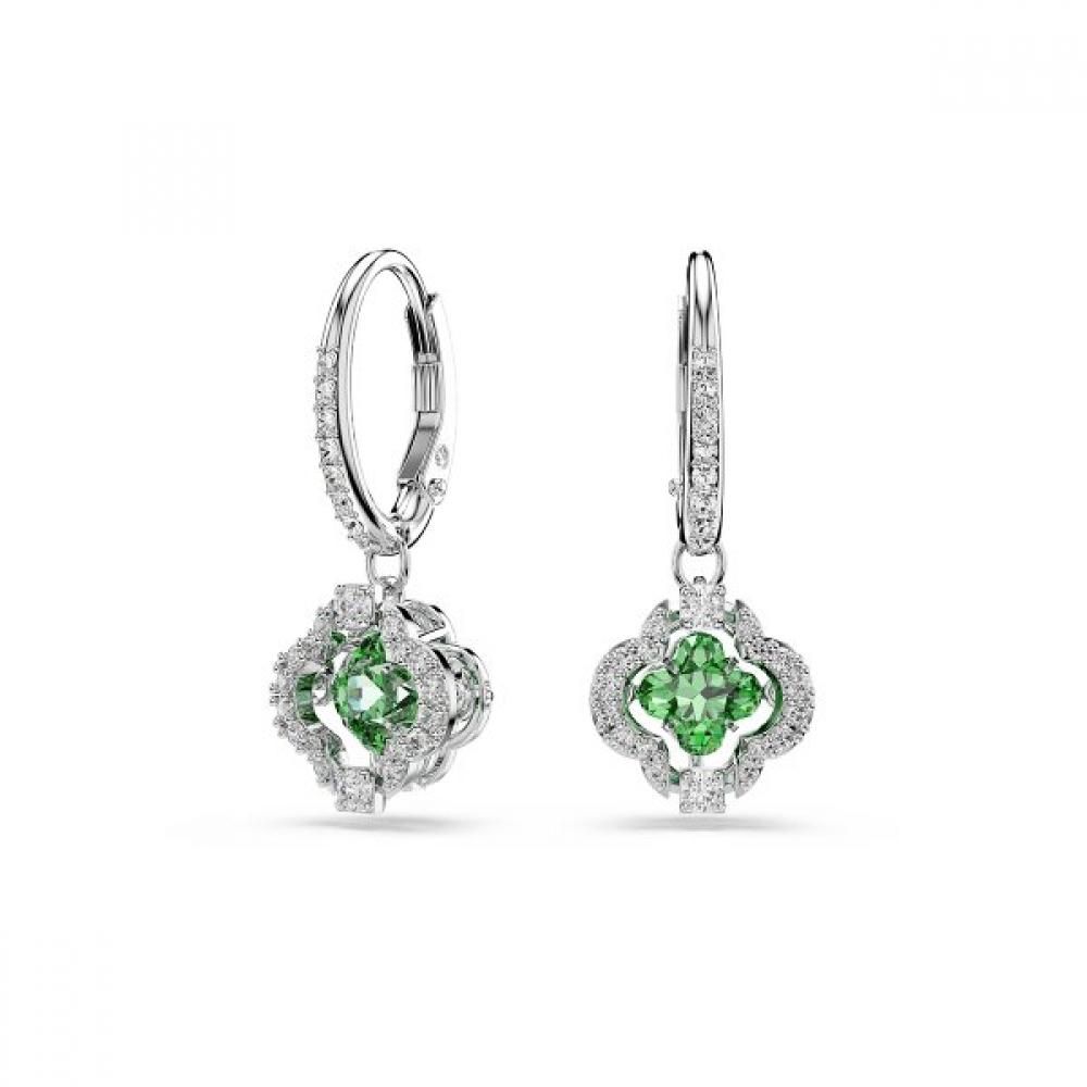 Swarovski Green Rhodium Clover Drop Earrings 5758001