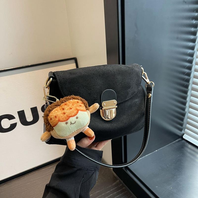 Premium sense niche crossbody small bag women's new trendy design suede retro shoulder bag underarm bag