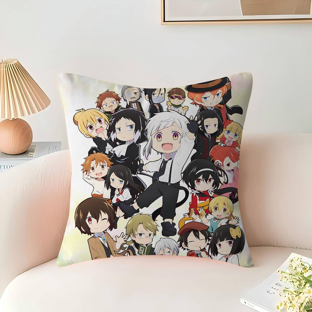 Anime B-Bungo Stray Dogs Cushion Cover Car Throw Pillow Case For Sofa Car Christmas Gift 40x40cm 45x45cm