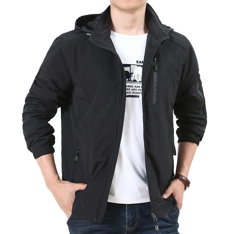 thin black windbreaker