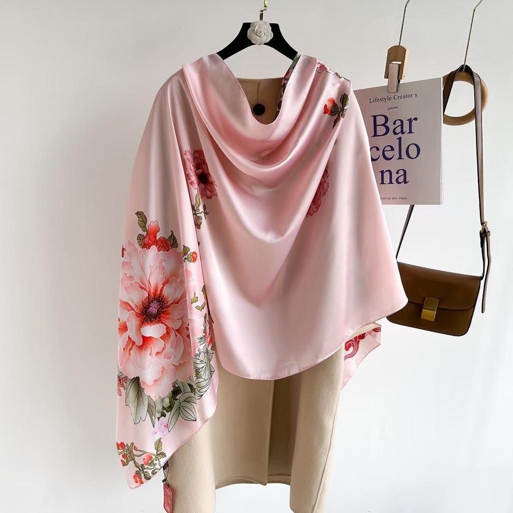 Hangzhou Silk Silk Scarf Autumn and Winter Shawl Two-purpose Thin Style Versatile Fashion New High-end High-end Exterior Matching