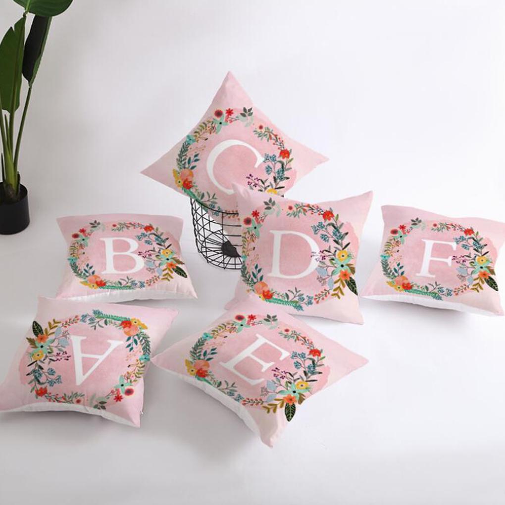 Pillowcase Alphabet Design Printed Pattern Pillow Cover Home Office Sofa Cushion Case