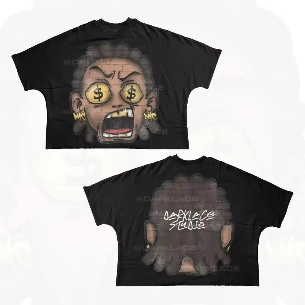 Men Women Streetwear T Shirt Hip Hop Fun Cartoon Graphic Printed Oversized T Shirt Harajuku Gothic Cotton Short Sleeved Clothing