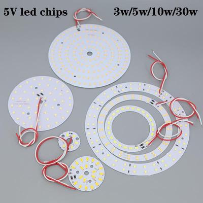 3τεμ 5V 3W 5w 10w 30w LED Τσιπ Μπίλια κίτρινο θερμό Λευκό Λάμπα νυχτερινά Φώτα καλώδιο Πλακέτα Λαμπτήρας Στρογγυλή Πηγή Μετασχηματισμού 32MM 50mm 14mm