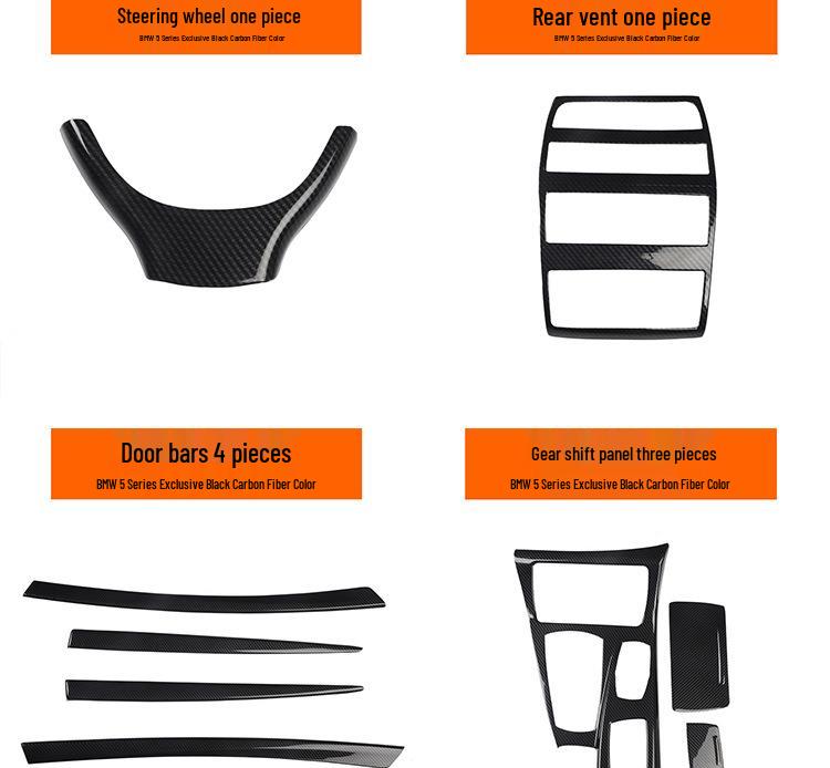 5 Series Carbon Fiber Interior Trim: 525li/530le Console Shifter & Door Panel Decorative Sticker (G38/F18)