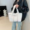 Puffer Handbag Women's Bag Faux Fur Shoulder Bag Autumn Winter Plush Tote Bag Casual Fuzzy Large Capacity Shopping Bag 2023 New