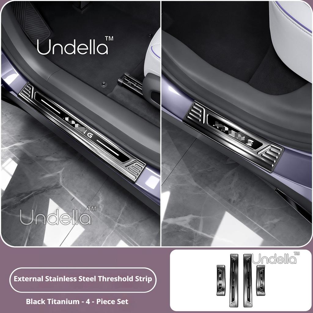 Car Stainless Steel Door Sill Scuff Plate, Carbon Fiber Threshold Protective Sticker Accessories For XPENG L03 2026 2027