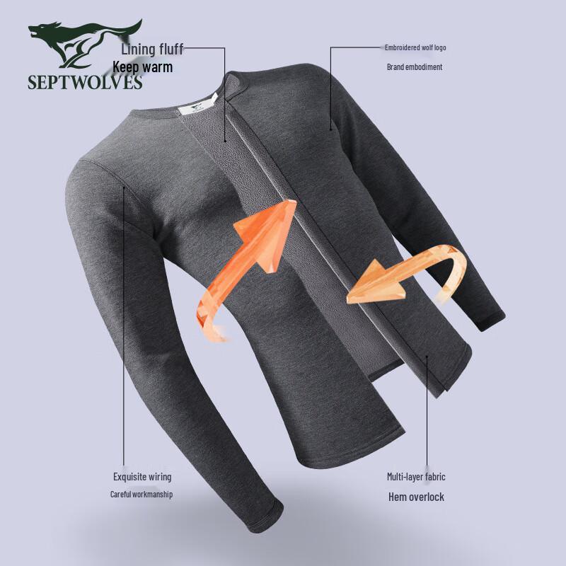 Septwolves Men's Winter Thickened Silk Blend Thermal Underwear Set