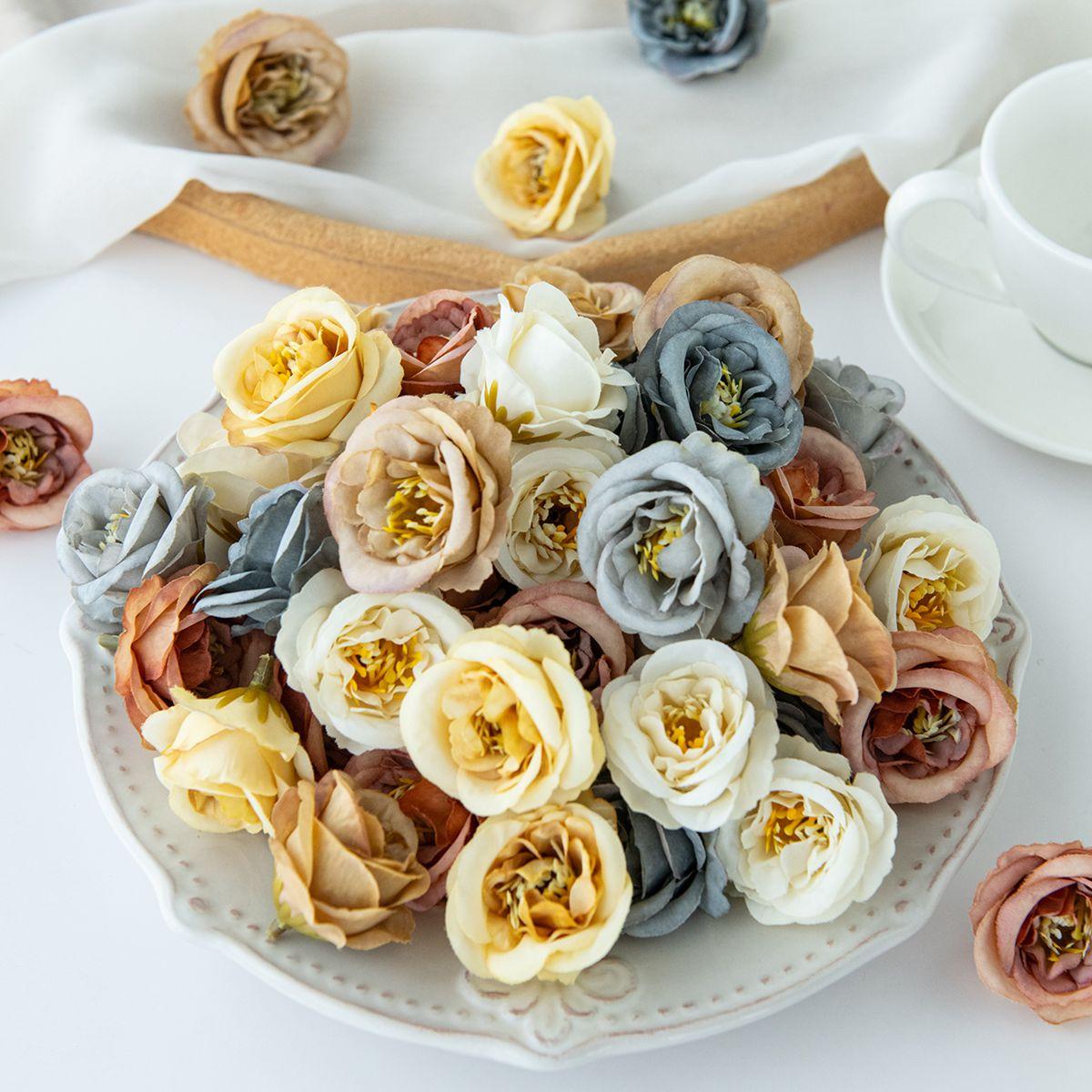 

40/80 шт. Искусственные цветы Головки роз Сделай сам подарок конфетная коробка Домашний фестиваль вечеринка Уличный сад настенный декор Свадебные букеты для невесты 40pcs