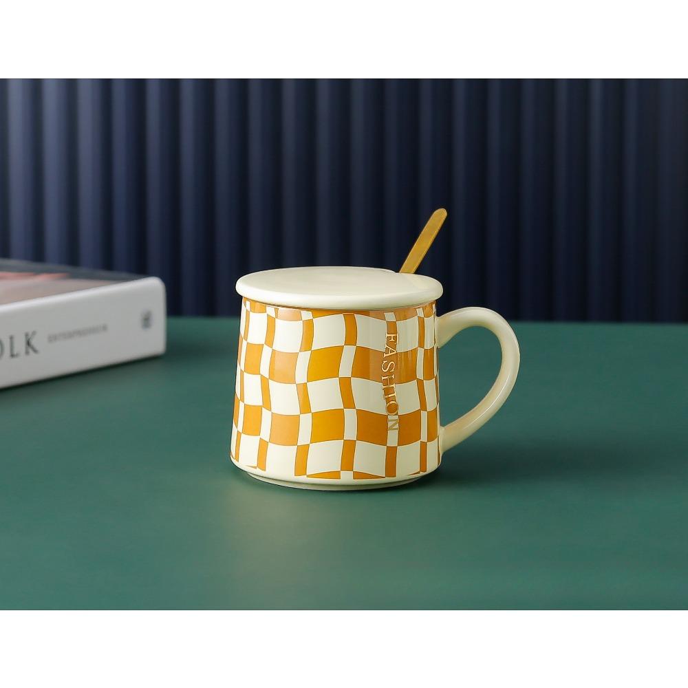 Ins Style Retro Chess Board Mug High Value Ceramic Cup Coffee Cup Office Household Drinking Cup