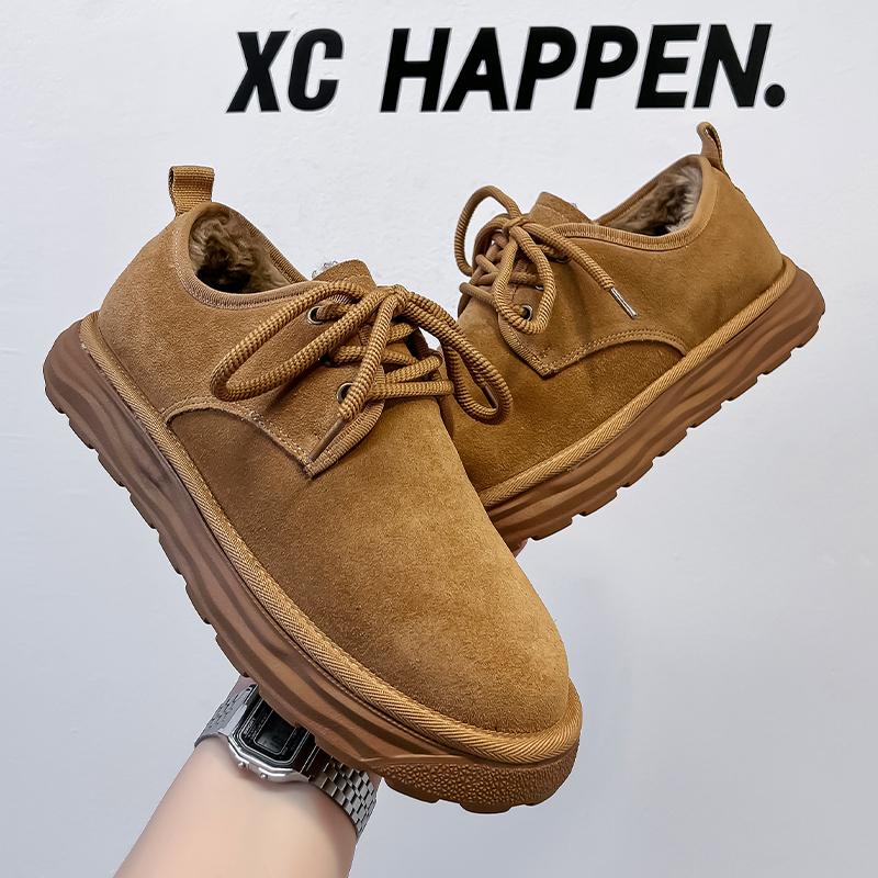 Fashion Mens Winter Snow Boots Suede Leather Shoes Sports Super Warm Men's Boots Outdoor Men's Hiking Boots Work Travel Shoes Size 38-44