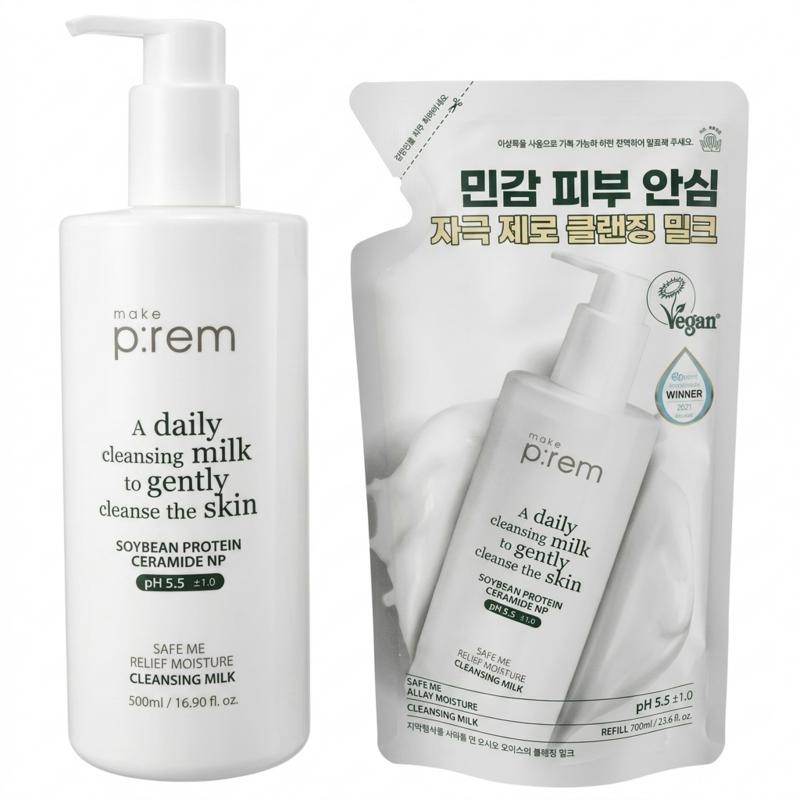 Make Prem Safe Me Relief Moisture Cleansing Milk 500ml + Refill 100ml, 1 Pcs