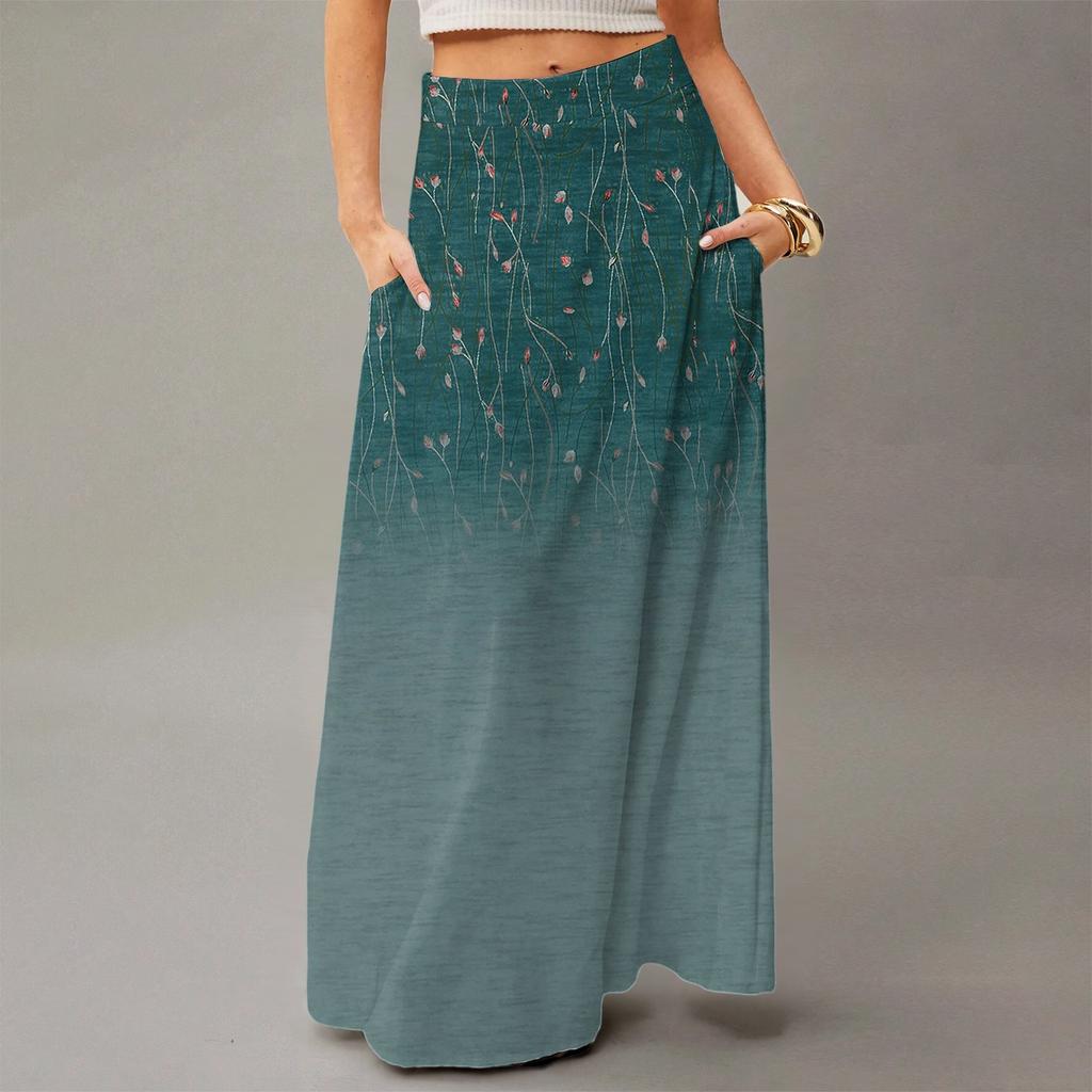 Women's Flowy Maxi Dress Regular Casual Floral Print Summer Bohemian Skirt
