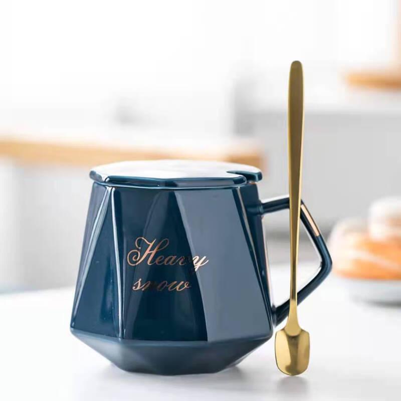 Luxury Ceramic Coffee Mug Set with Lid and Spoon