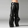 JIALUOWEI Frauen Abschließbare Vorhängeschlösser Fetisch Sexy Spitze Kreuzgebundene Kniehohe Stiefel 18 cm Ballettstiefel Mit Ultrahohem Hufabsatz