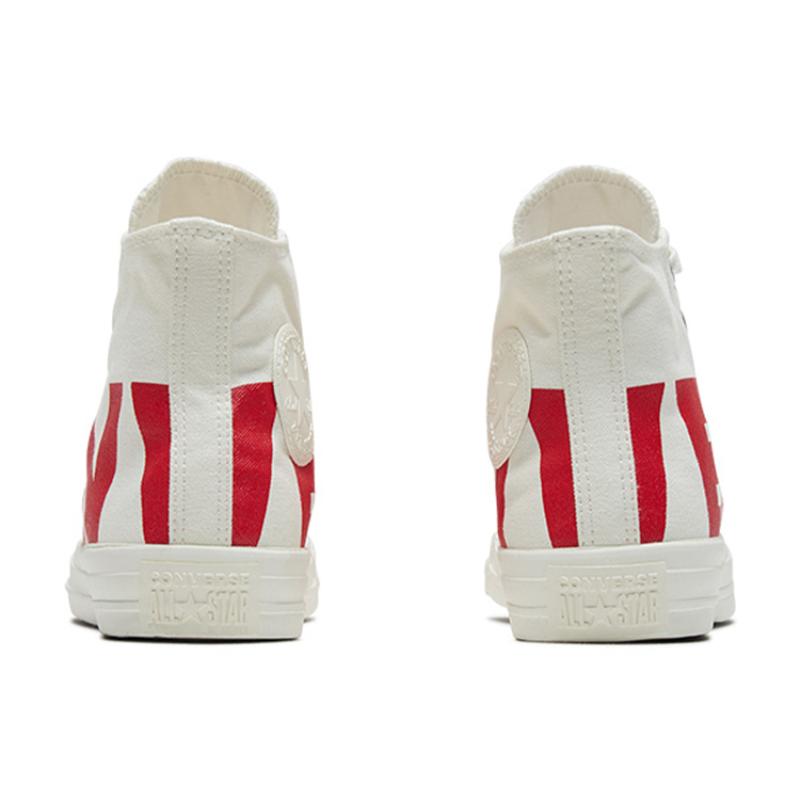 Converse Chuck Taylor All Star Hi Top Red Letter LOGO High-Top Canvas Shoes Unisex White