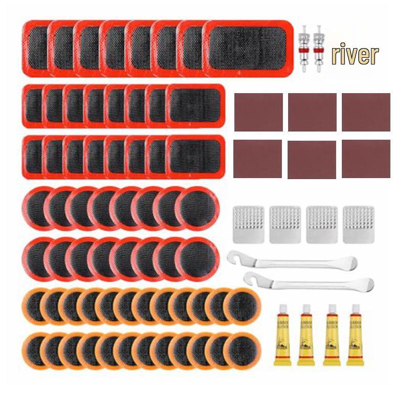 Bicycle Tire Repair Kit with Cold Patch, Glue, and Lever Tools