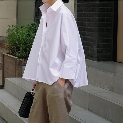 New Long-sleeved Shirt Women's Loose Large-size Cotton Bat-sleeved Fashion Shirt