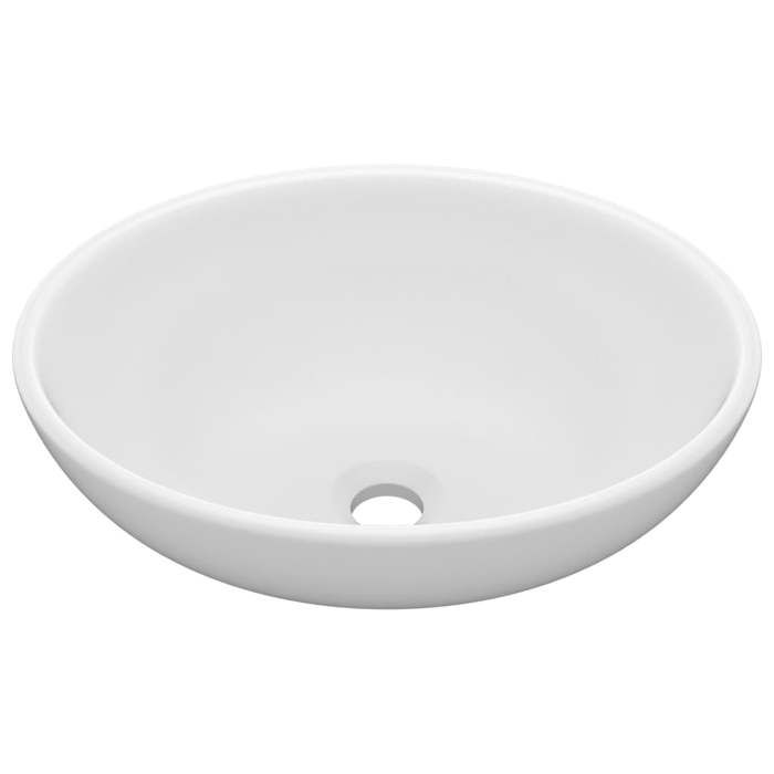 VidaXL Lavabo Ovale de Luxe Vasque à Poser de Toilette Lave-mains de Salle de Bain Salle Cosmétique Maison Intérieur Blanc 146921