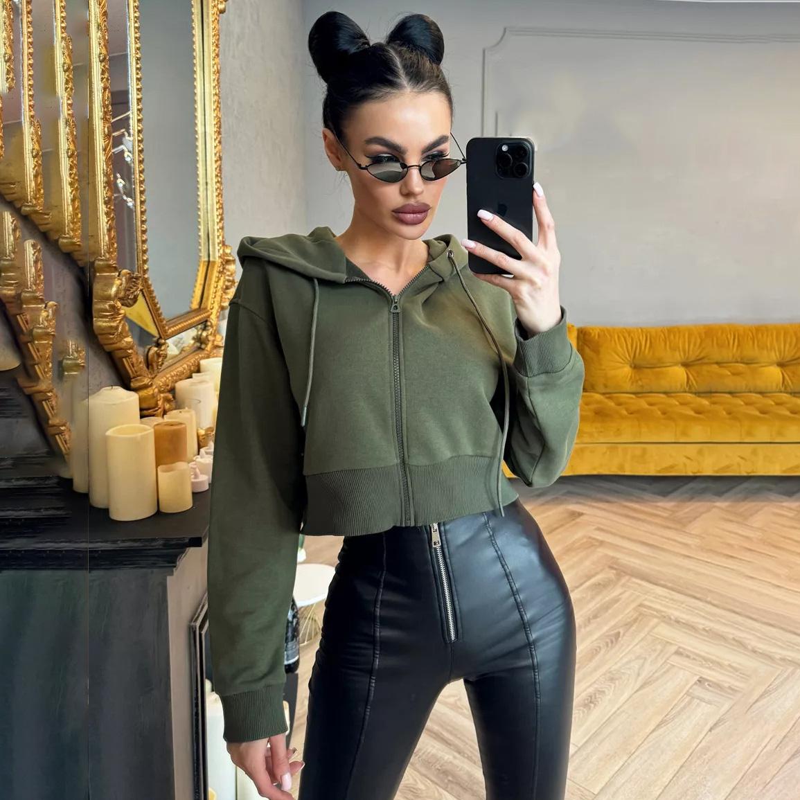 Женские свободные свитера с длинным рукавом и V-образным вырезом женские топы однотонные толстовки XL армия зеленый 2899₽