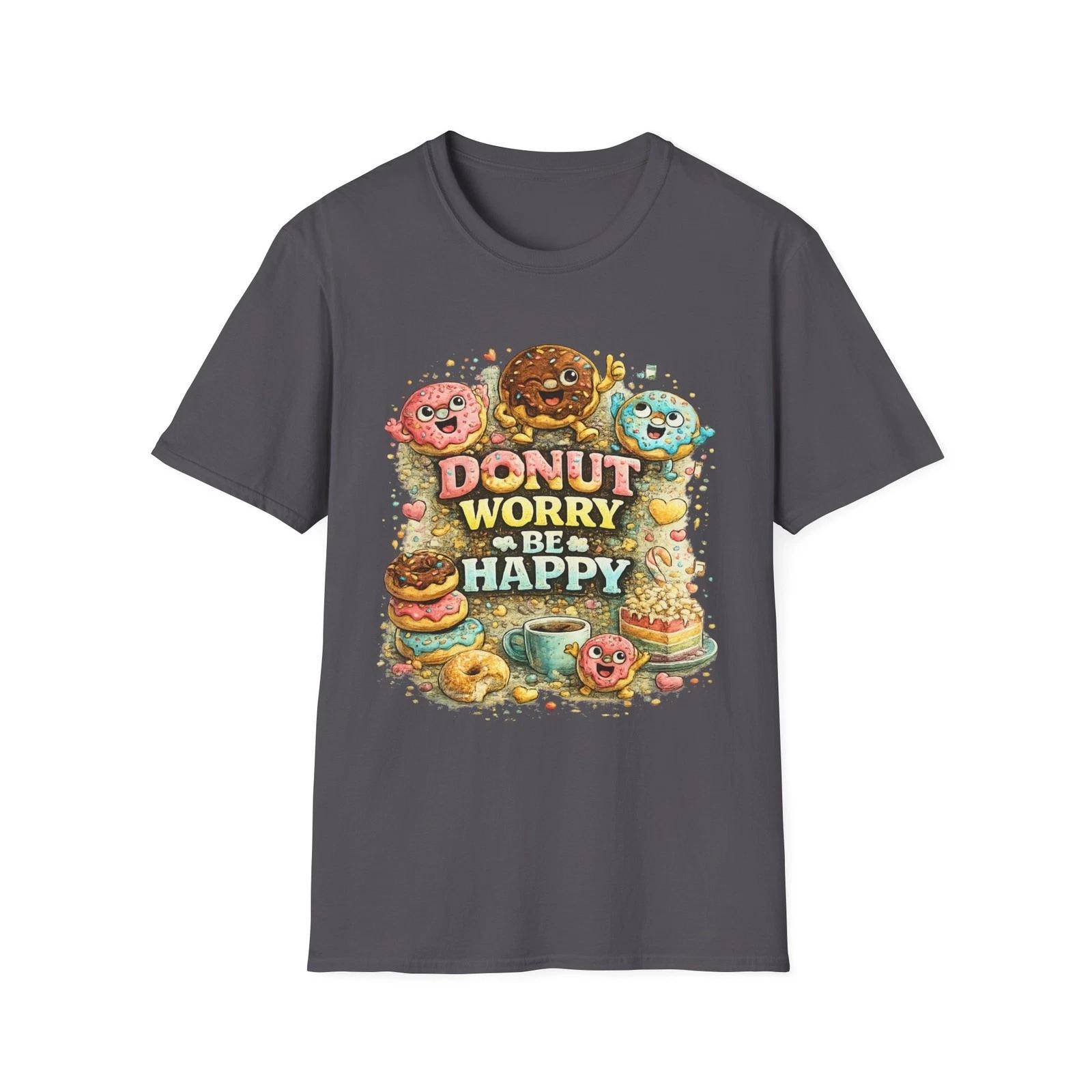 Donut Worry Be Happy Children s Children s T Children s T-shirt | Cute Donut Characters, Coffee Time tee 150