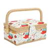 Sewing Basket Polyester Fabric Sewing Supplies Organizer with Removable Plastic Tray for Needle Thread Scissors