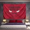 Text "CHICAGO BULLS" Above a Bold Bull Head Logo On a Red Background. Patterned Tapestry for Bedroom and Living Room Home Decor