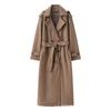 Womens Winter Wool Blend Double-Breasted Trench Coat Longline Classic British Style Streetwear Outerwear