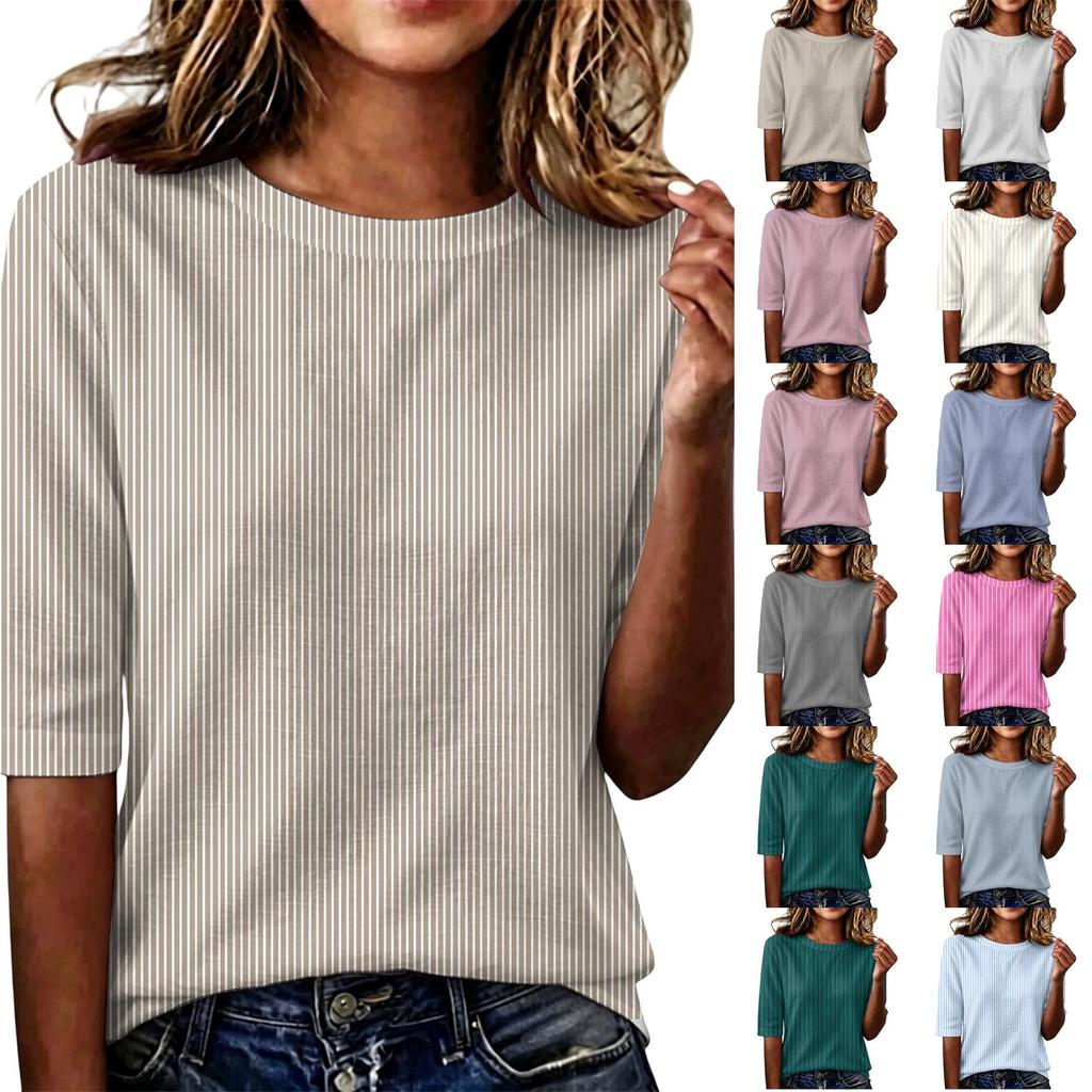 Camiseta de Manga Corta para Mujer, Corte Holgado, Casual, Ligera, Cuello Redondo, Cómoda para el Uso Diario, Blusa Adecuada para Diversas Ocasiones