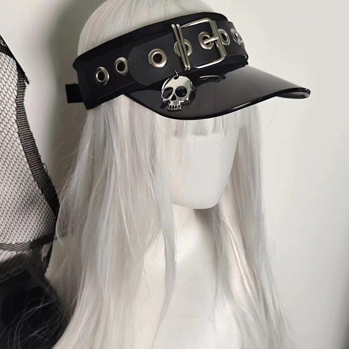 

Бейсболка Hot Girl Skull y2k Punk Niche без корней шляпа от солнца, уникальная кожаная пряжка кепка с открытым верхом из желе чёрный