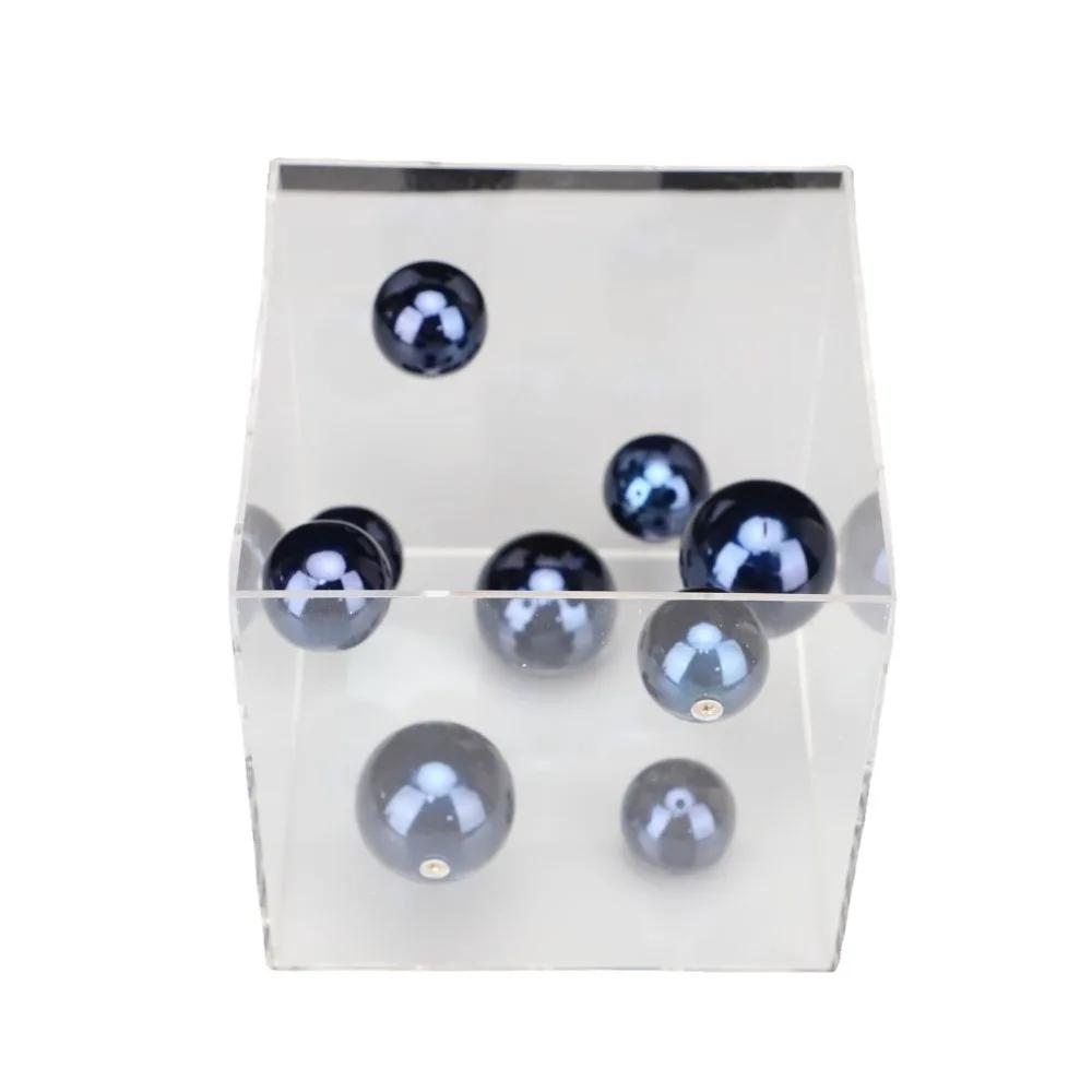 Geometric Metal Ball Art Transparent Acrylic Box Ornaments Modern Minimalist Square Living Room Decorations Desktop Furnishings