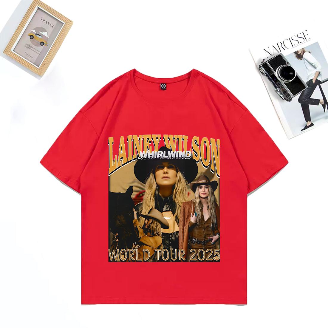 

Lainey Wilson Whirlwind Tour 2025 Fashion T Shirt Unisex WOMEN Hip Hop streetwear vintage Oversized Cotton short sleeve Unisex Tees S