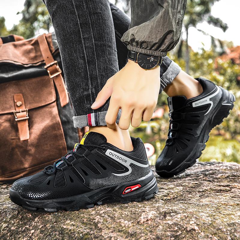 Men‘s Hiking Shoes Lace-up Climbing Shoes Anti-slip Trekking Sneakers Outdoor Trail Running Trainers Hunting Tactical Sneakers
