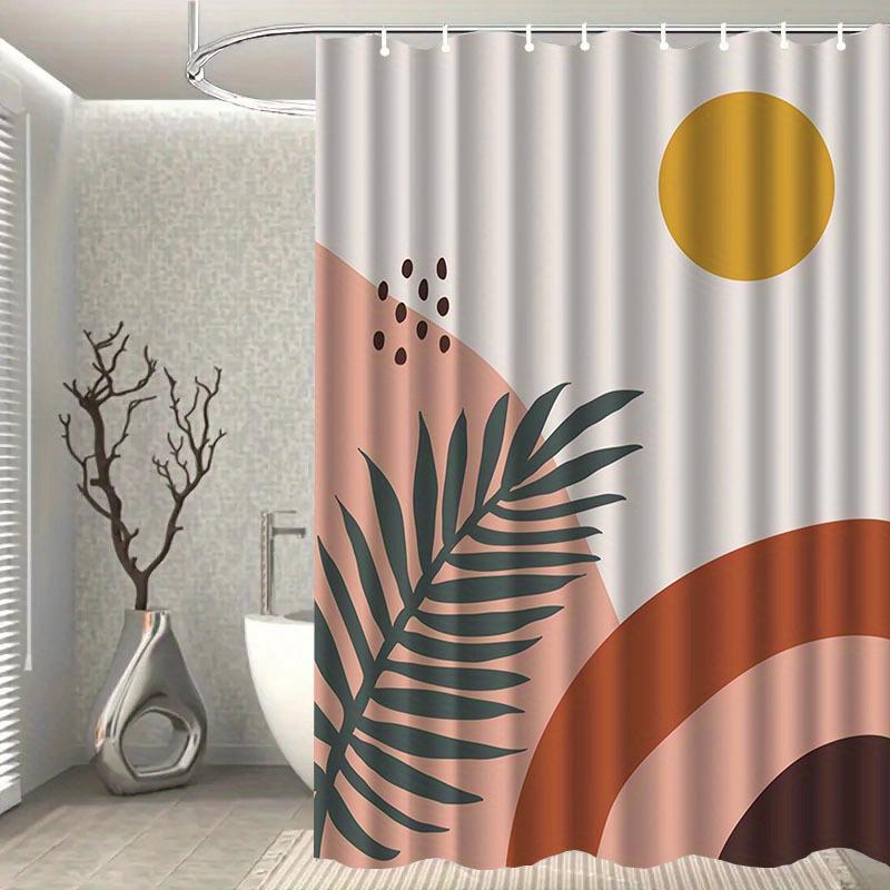1pc Simple Pattern Shower Curtain with Hook, Water-washing Shower Curtain, Bath Partition, Bathroom Accessories, Home Decoration