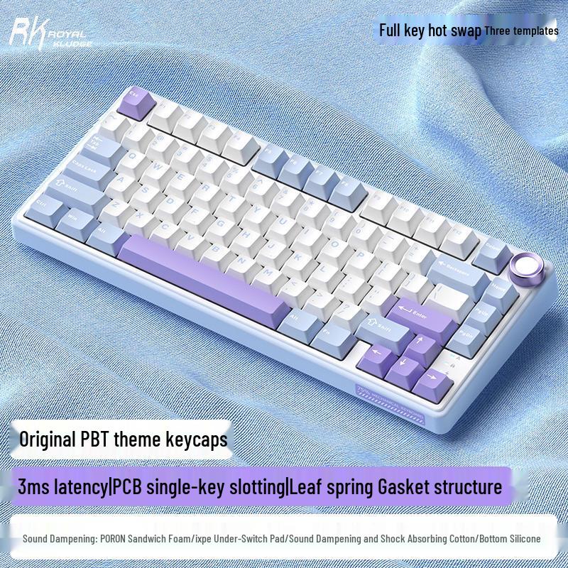 RKR75 Bluetooth Tri-Mode RGB Hot-Swappable Mechanical Keyboard for Esports