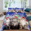Cute Cat Duvet Cover Bedding Three-Piece Set 3D Animal Digital Printing Quilt Cover