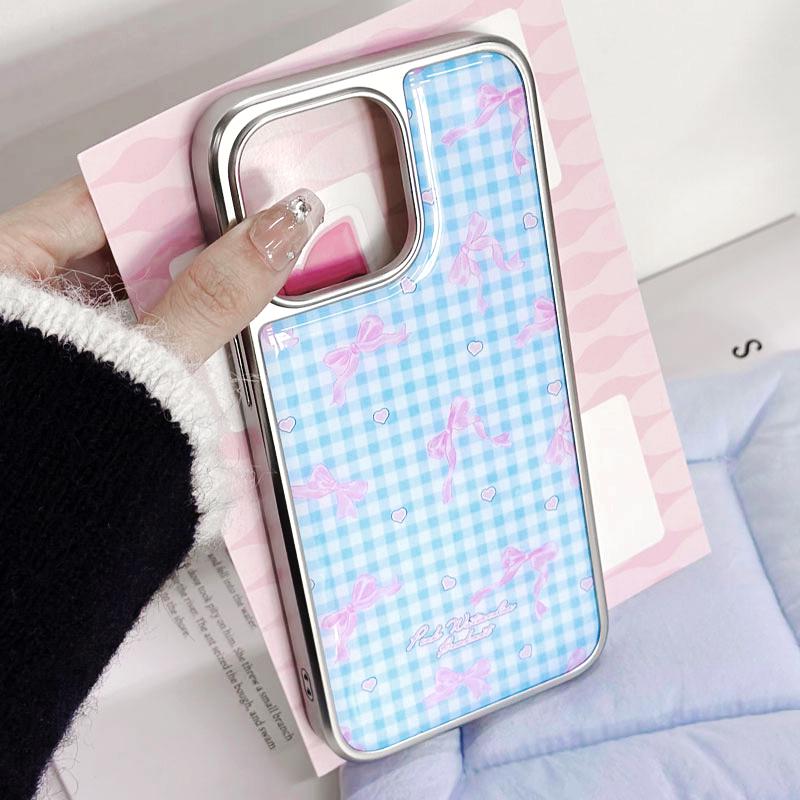 Zhitai Roztomilý styl Elektroplatovaný stříbrný okraj pouzdra pro iPhone 16/15/14 Pro Max/13 Pro