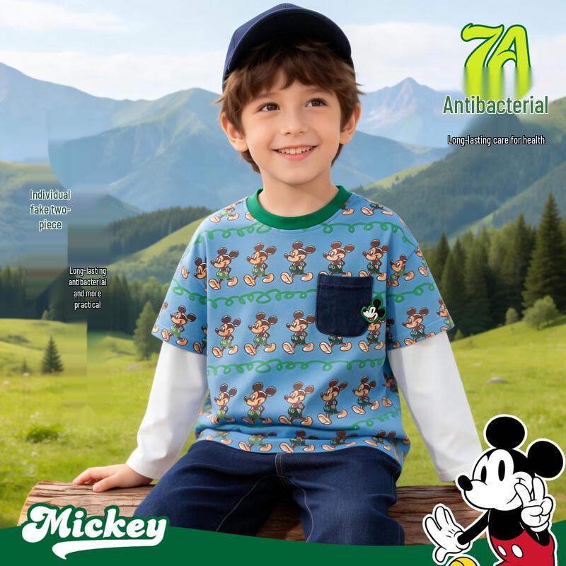 Disney Boys' Mickey Mouse Faux Layer Long Sleeve T-Shirt