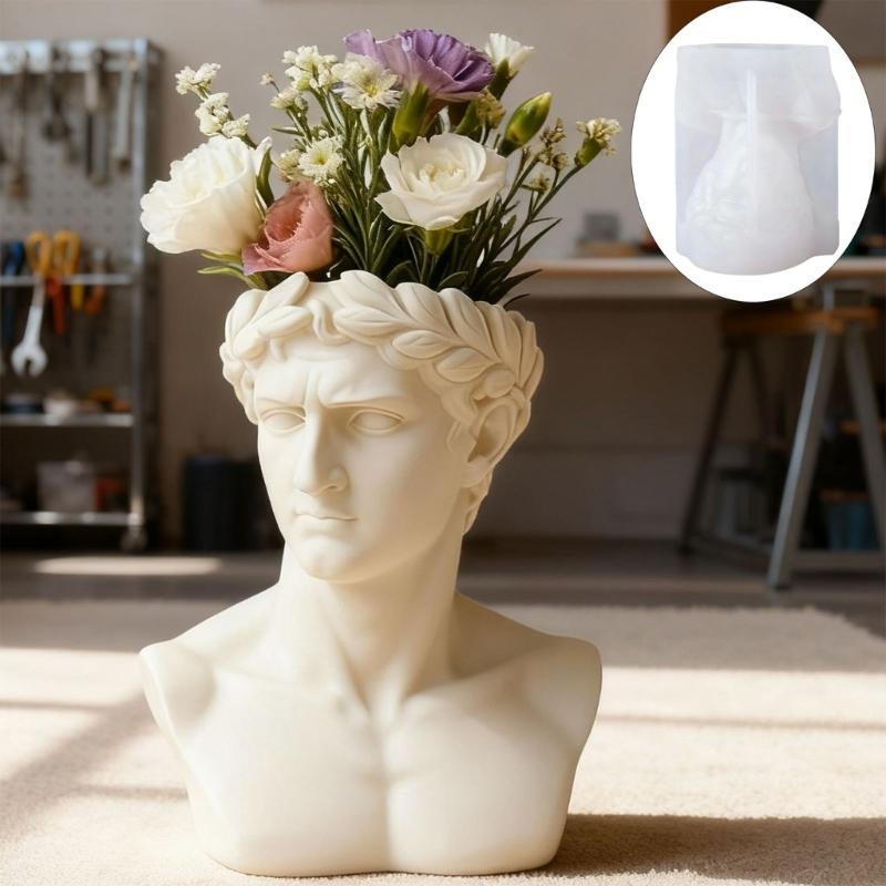 Hitzebeständige Silikonform für griechischen Kopf-Pflanzer Handgefertigte Blumentopf-Form Büro-Schreibtisch-Dekoration Form