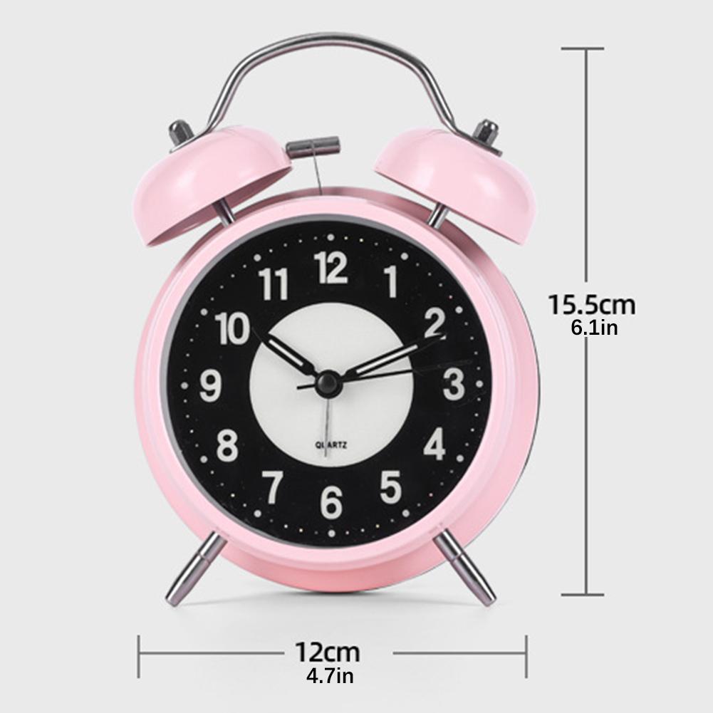 Classic Twin-Bell Alarm Clock Extra-Loud Backlight Silents Sweep Retro Alarm Clock Student Time Manager Desktop Alarm Clock