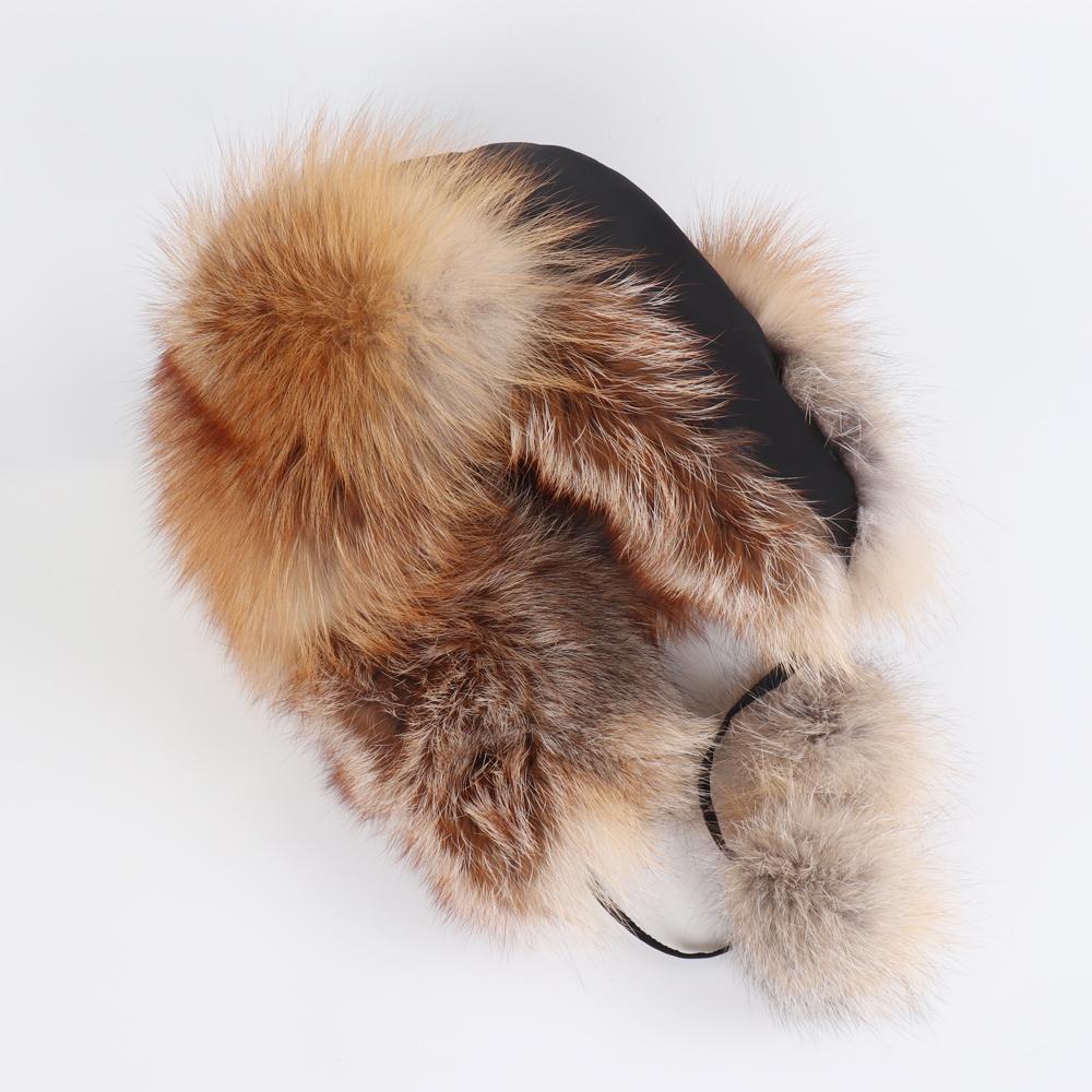 On Sale Real Fox Fur Women's Russian Ushanka Aviator Trapper Snow Skiing Hats Caps Earflap Winter Ladies Fox Fur Bomber Hat