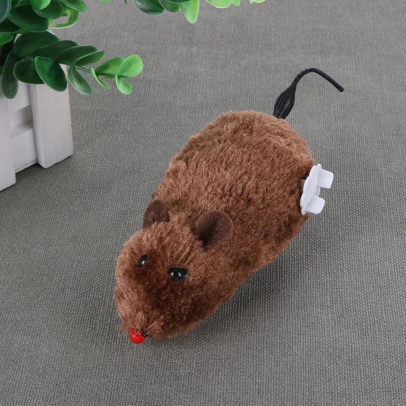 Mechanical Motion Rat Toys Running Movable Pet Plush Multi Color Clockwork Spring Mouse Interactive Cat Training Toys