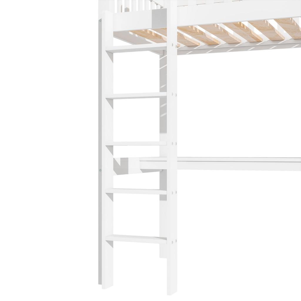 Bunk Bed 90x200 Desk Wardrobe 3 Drawers Storage Space Slatted Frame Pine Wood Youth Bed Children/Adults White