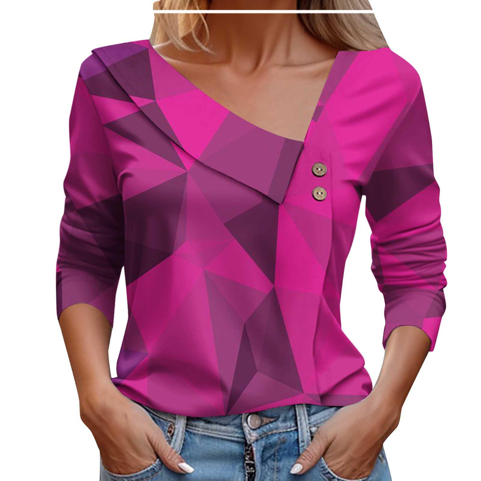 

Women s Shiny 3D Geometric Asymmetrical Long Sleeve Top for Spring and Autumn Small