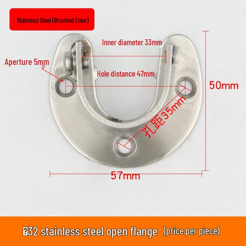 Ronggu Stainless Steel High Foot Flange Base for Clothes Rods, Towel Tubes, and Curtain Rods